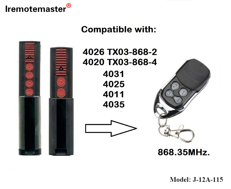 برای 4020 4026 TX03-868-4 Remote Control 868mhz TX03-8-4 Rolling Code